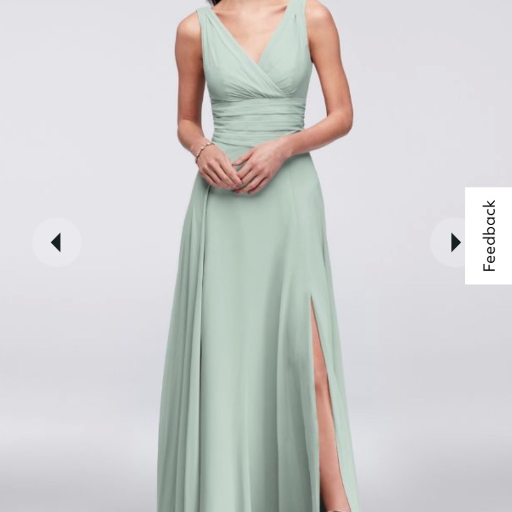 David’s Bridal Long Chiffon Bridesmaids Dress in Dusty Sage, like new, size 22